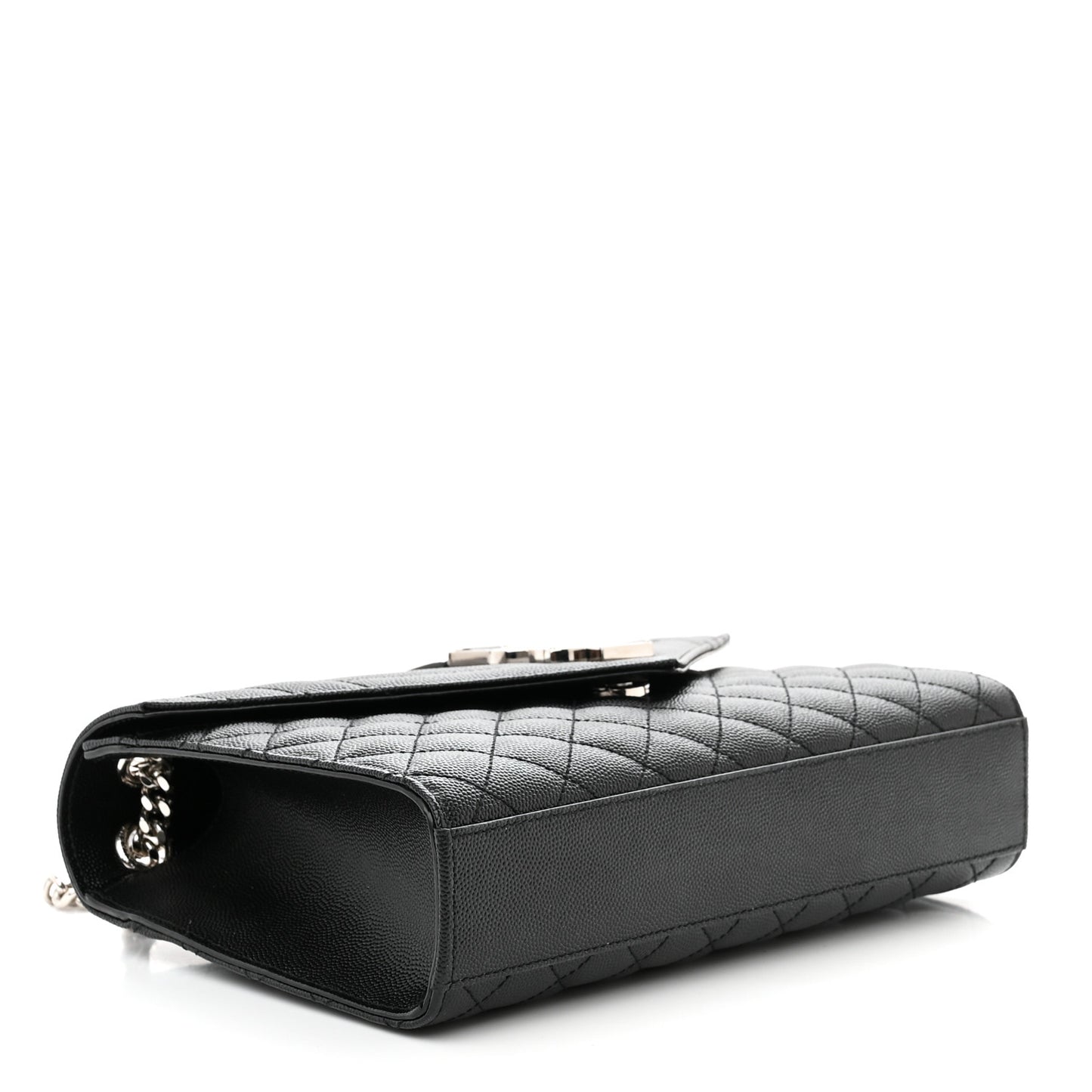 Grain De Poudre Textured Mixed Matelasse Triquilt Medium Monogram Satchel Black