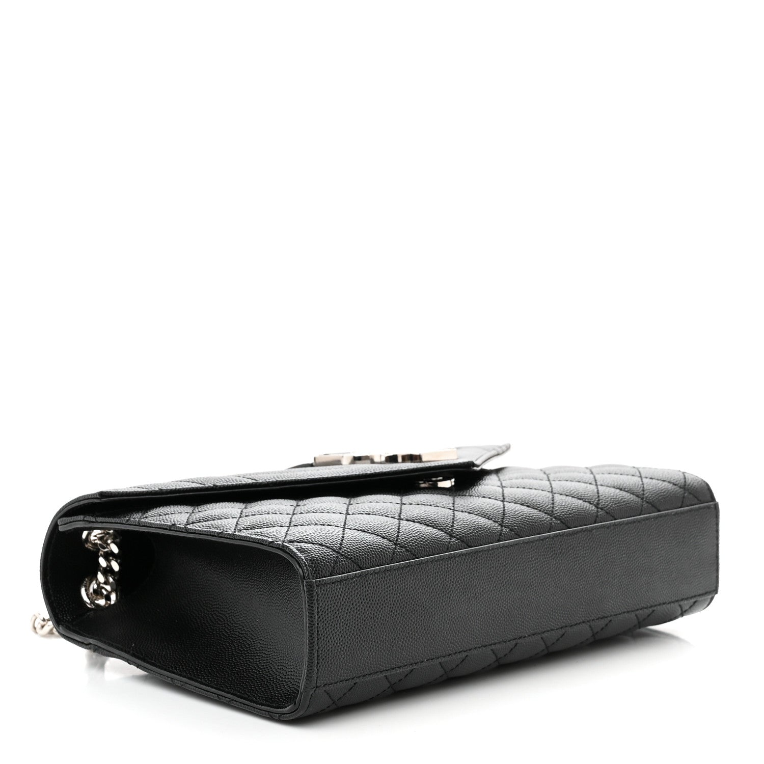 Saint Laurent Grain De Poudre Textured Mixed Matelasse Triquilt Medium Monogram Satchel Black 4 of 9