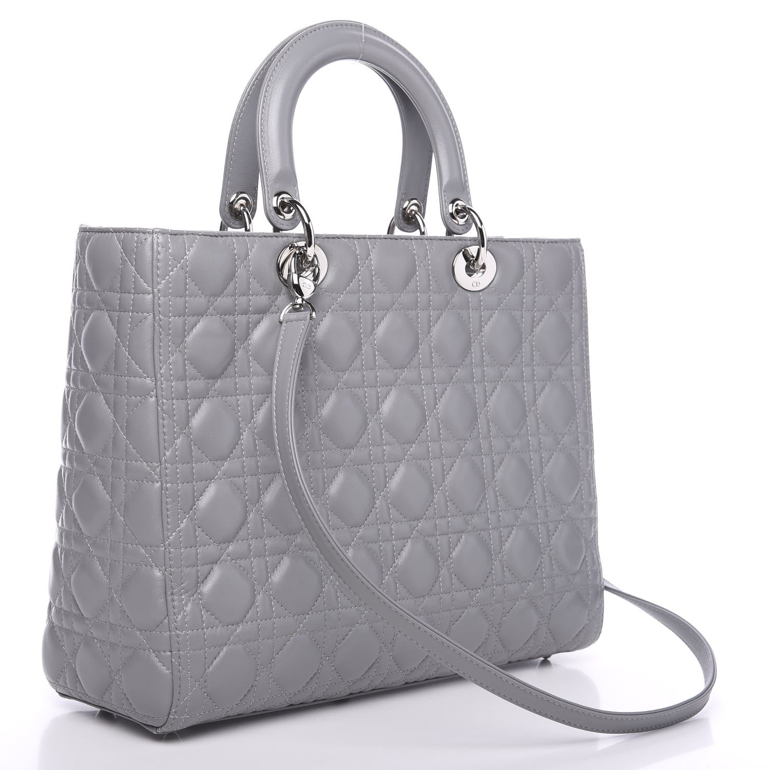 Christian Dior Lambskin Cannage Large Lady Dior Grey 2 of 8