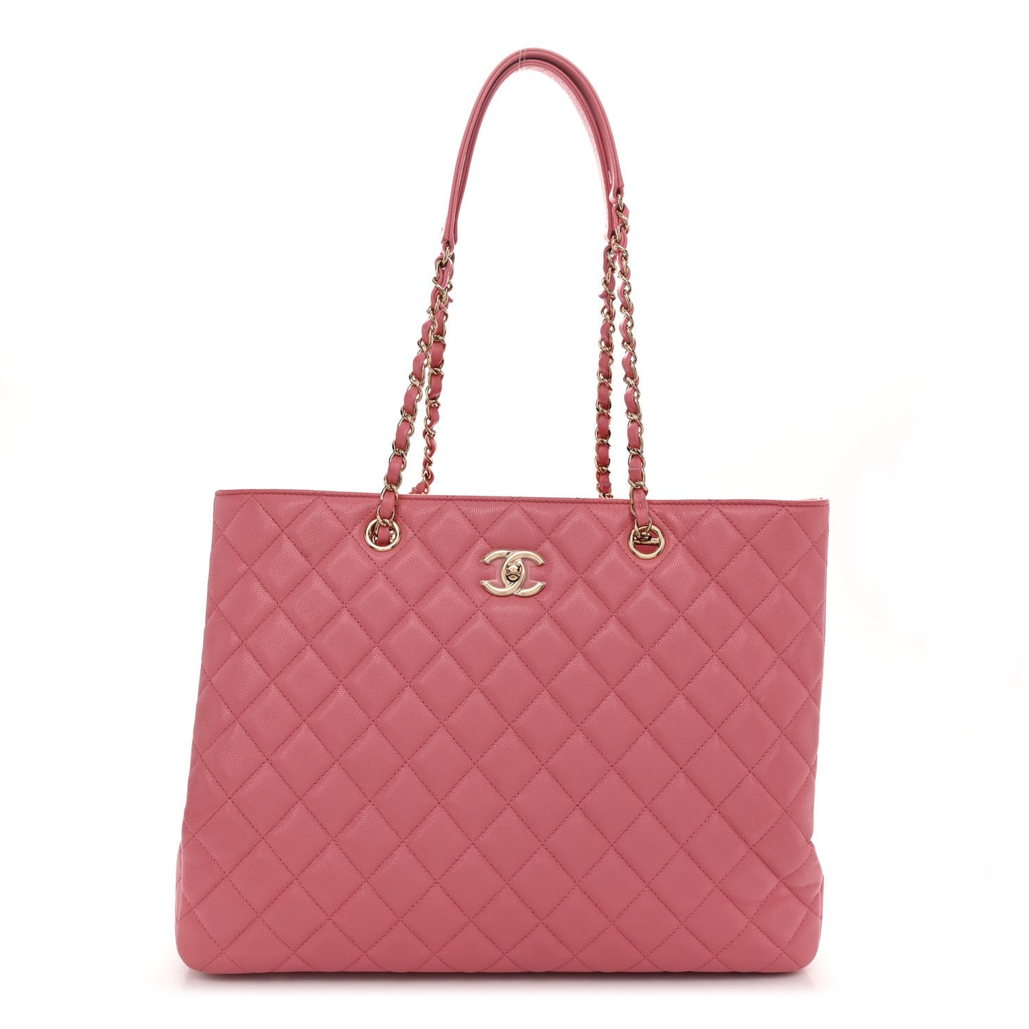 Caviar Quilted Large Shopping Tote Pink