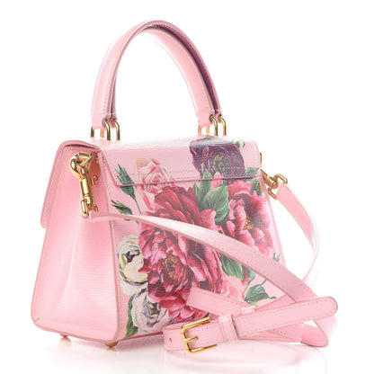 Dolce & Gabbana Vitello Peonie Printed Welcome Satchel Pink 3 of 9