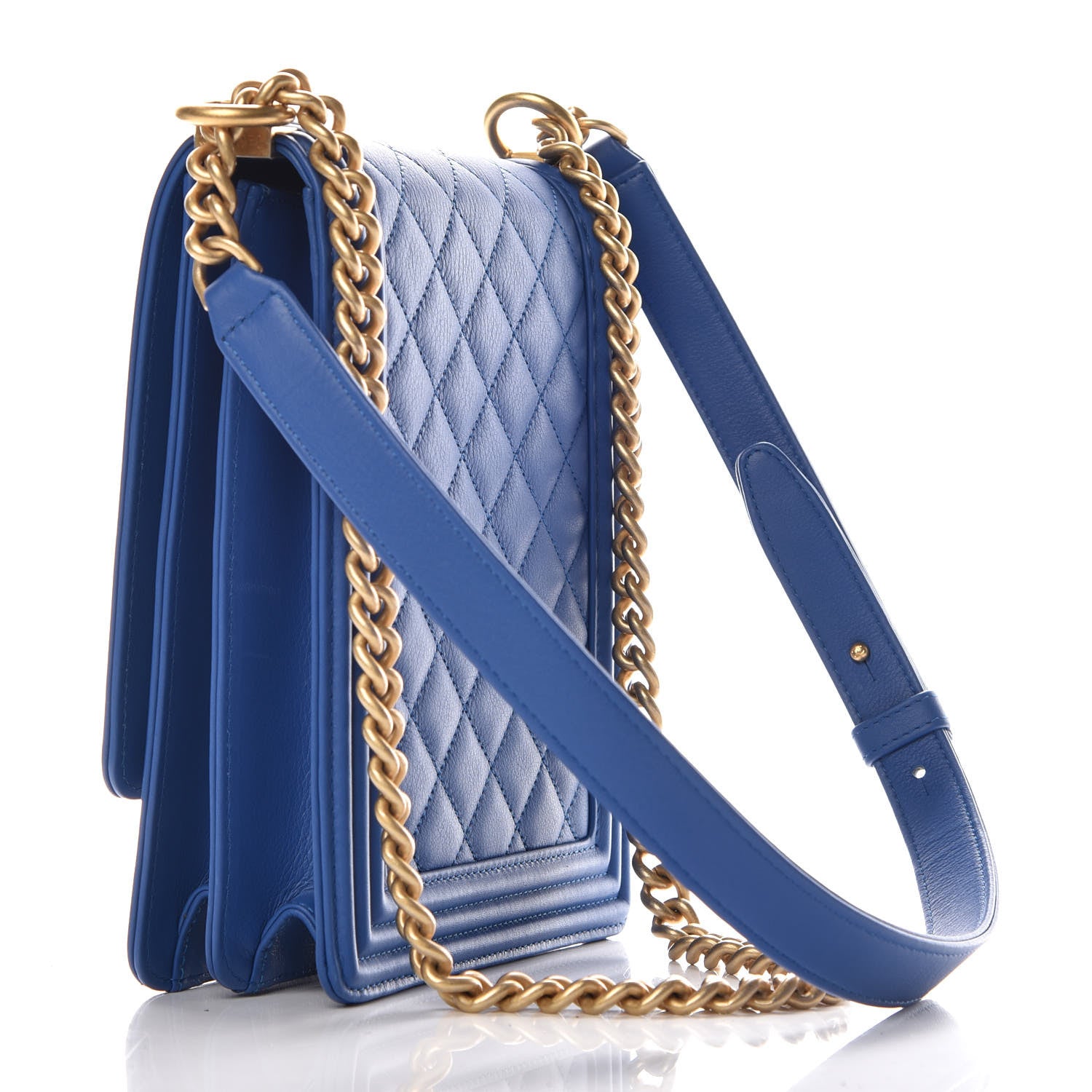 Chanel Calfskin Quilted North South Boy Flap Blue 3 of 10