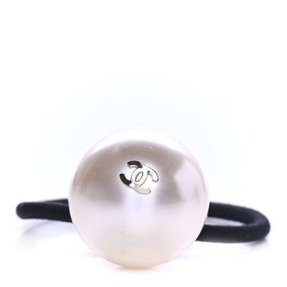 Chanel Pearl CC Hair Tie Black White 1 of 3