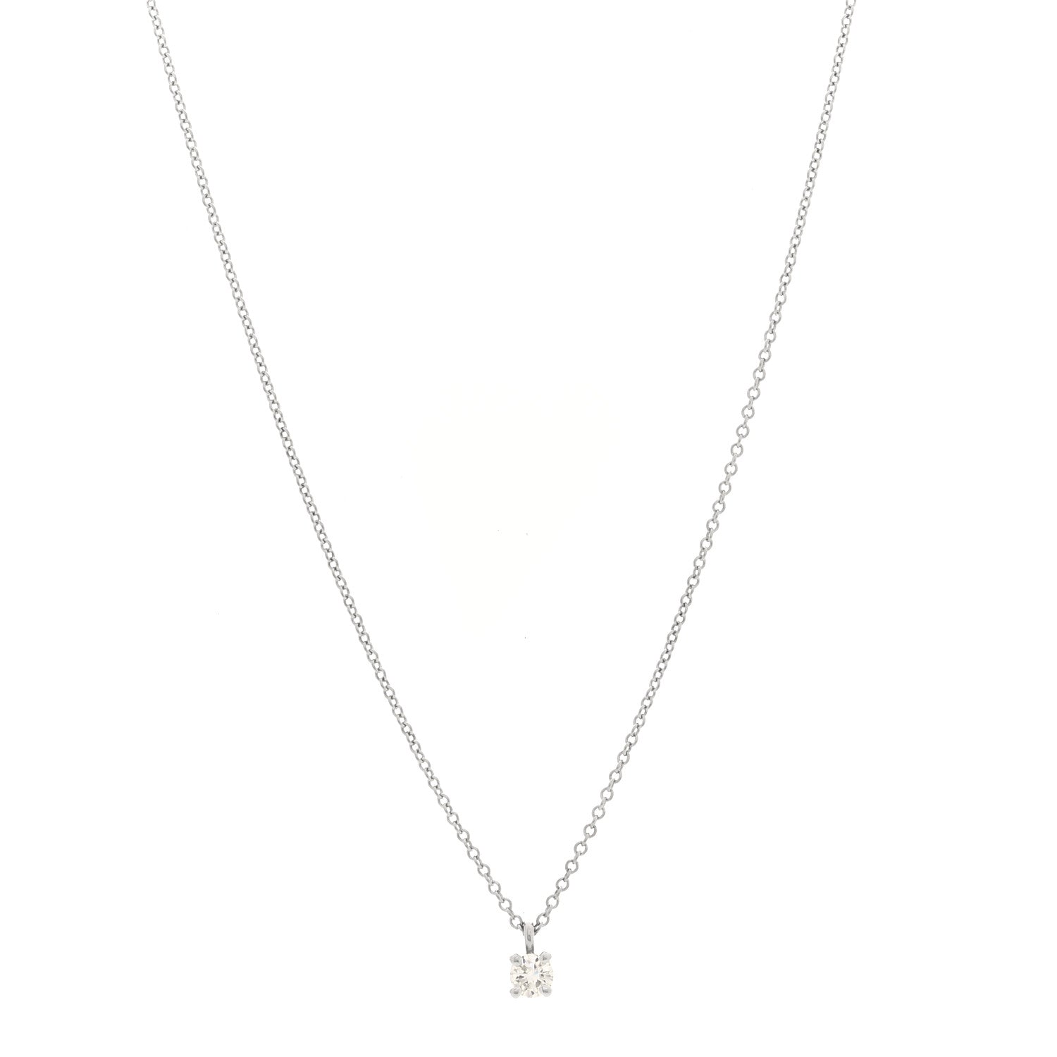 Tiffany Platinum Diamond .15ct Solitaire Pendant Necklace 1 of 4