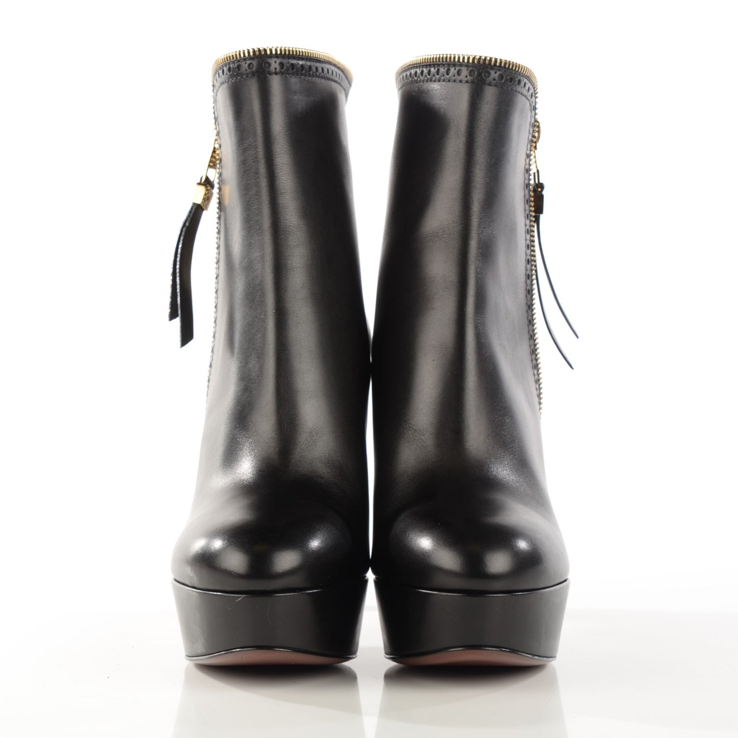 Calfskin Tomboy Platform Booties 39.5 Black