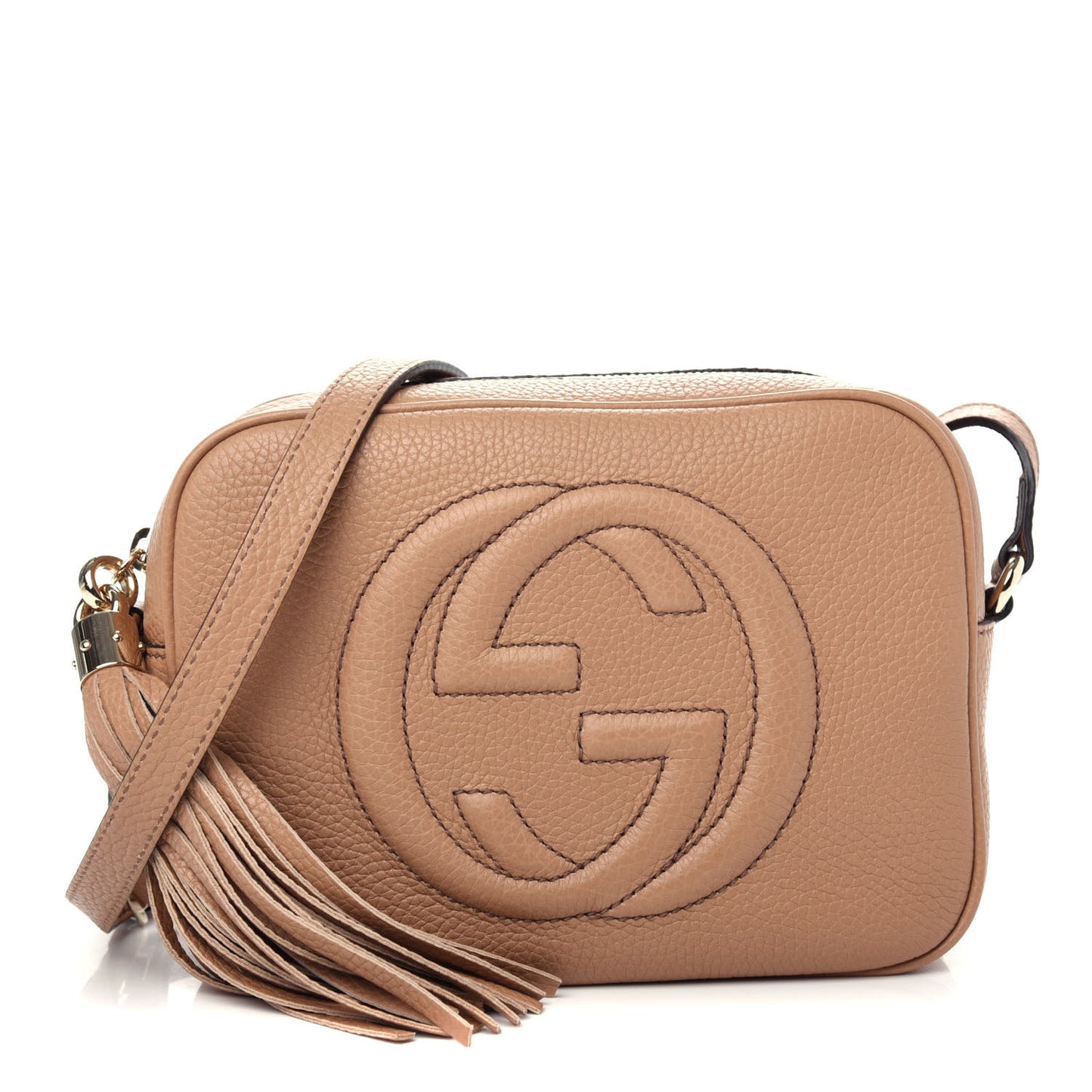 Pebbled Calfskin Small Soho Disco Bag Camelia