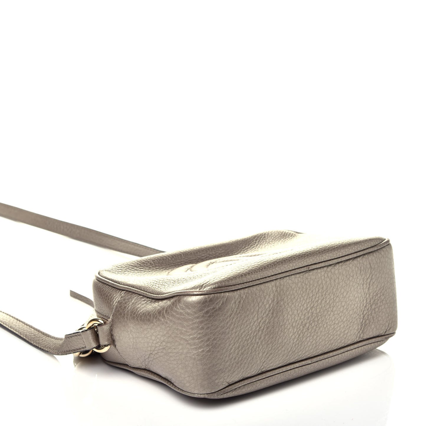 Metallic Pebbled Calfskin Small Soho Disco Bag Golden Beige