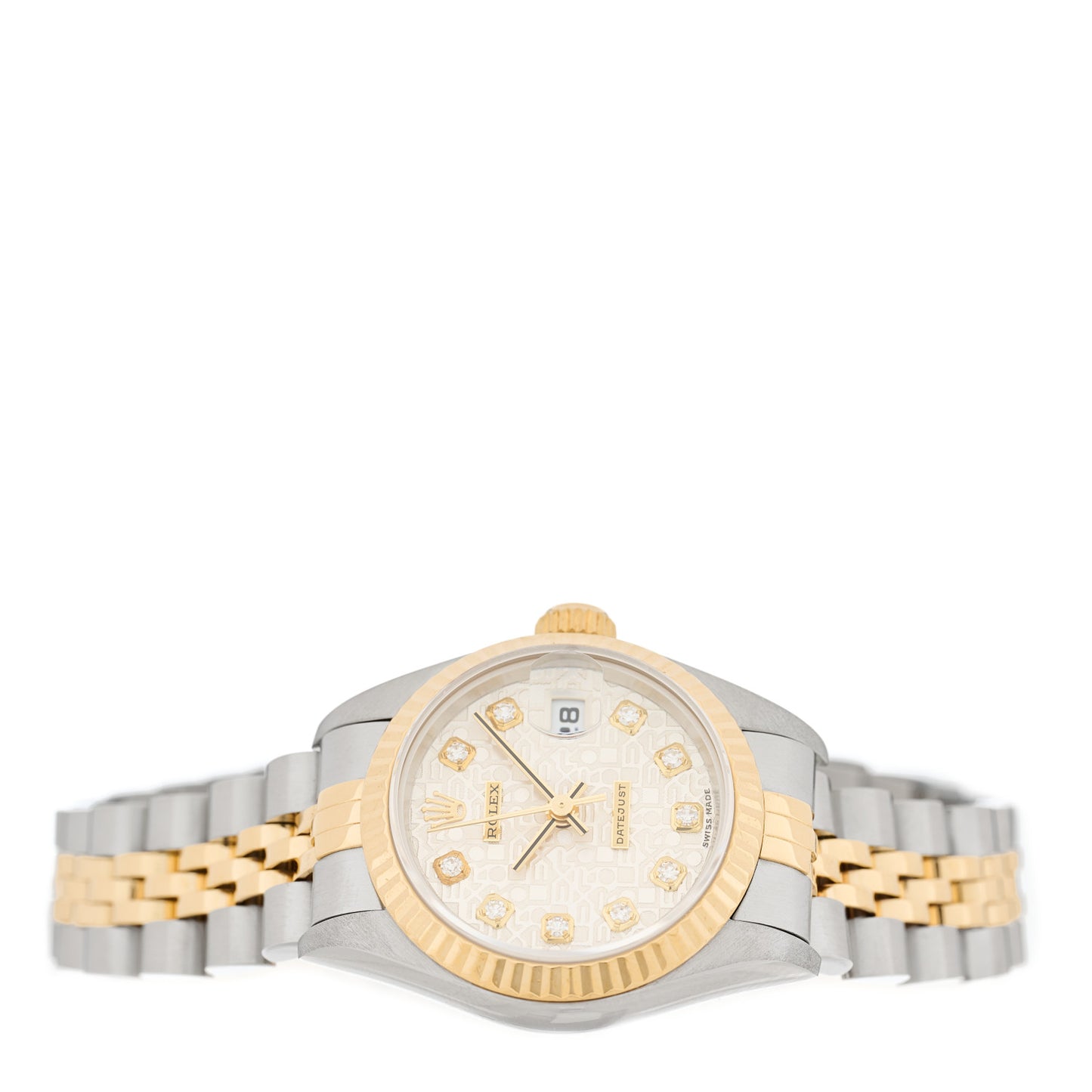 Stainless Steel 18K Yellow Gold Diamond 26mm Oyster Perpetual Datejust Watch Silver Jubilee 69173