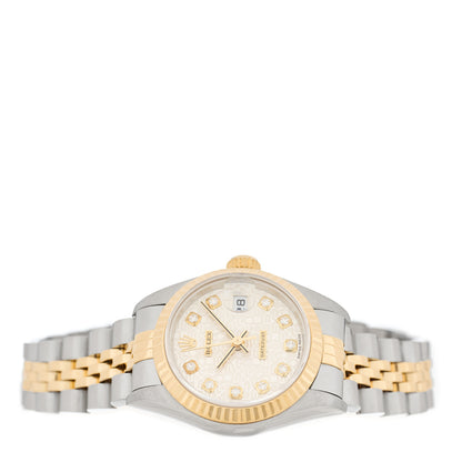 Rolex Stainless Steel 18K Yellow Gold Diamond 26mm Oyster Perpetual Datejust Watch Silver Jubilee 69173 2 of 4