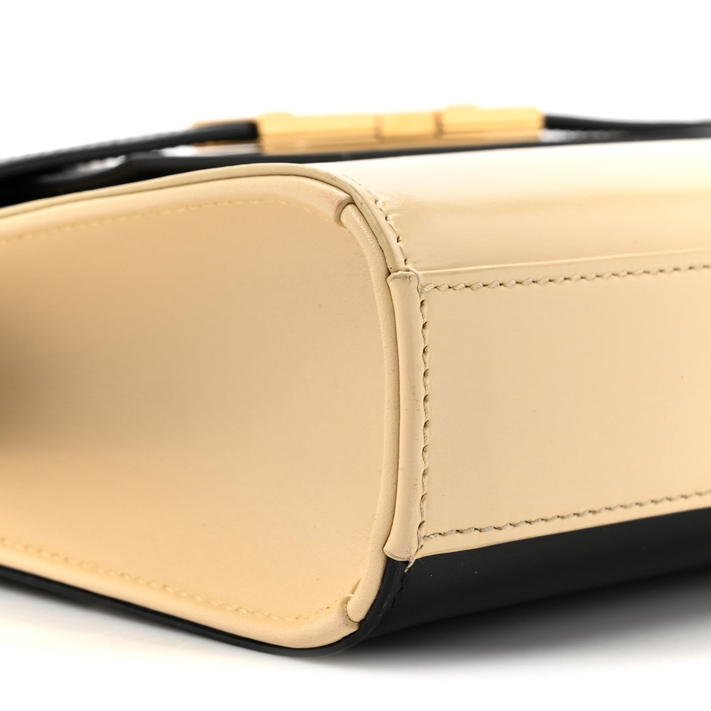 Smooth Calfskin Manhattan Shoulder Bag Black Beige