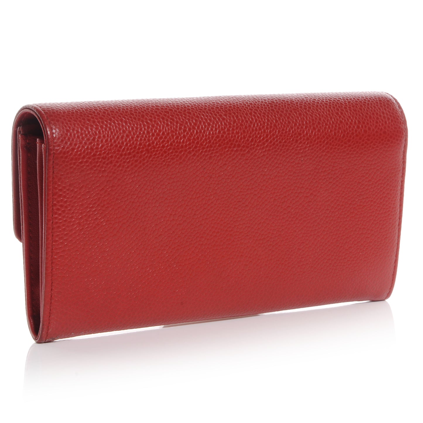 Caviar Large Gusset Flap Wallet Red