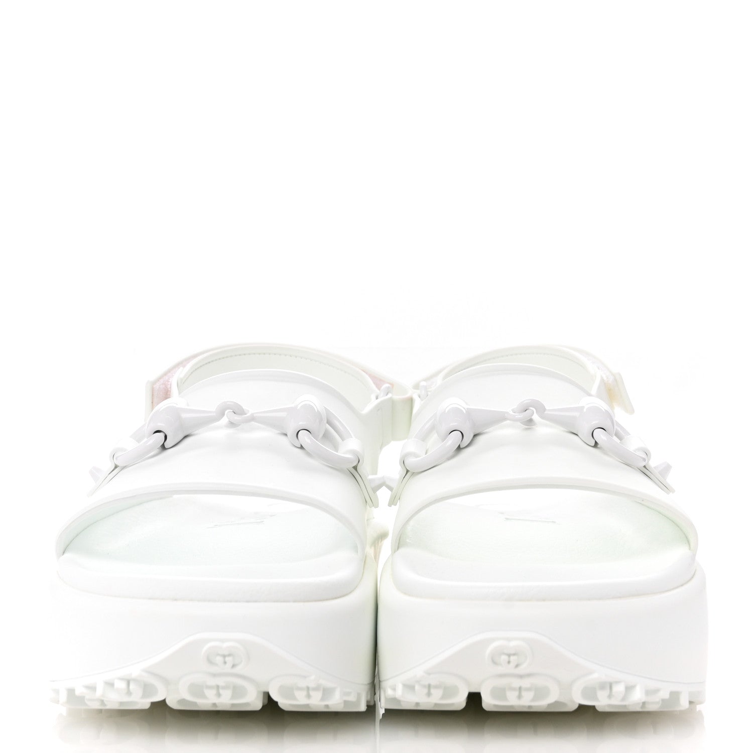 Gucci Soft Rubber Horsebit Touch Womens Strapped Sandals 41 Great White 3 of 9