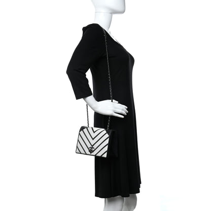 Chanel Lambskin Chevron Quilted Small Couture Flap Black White 2 of 11
