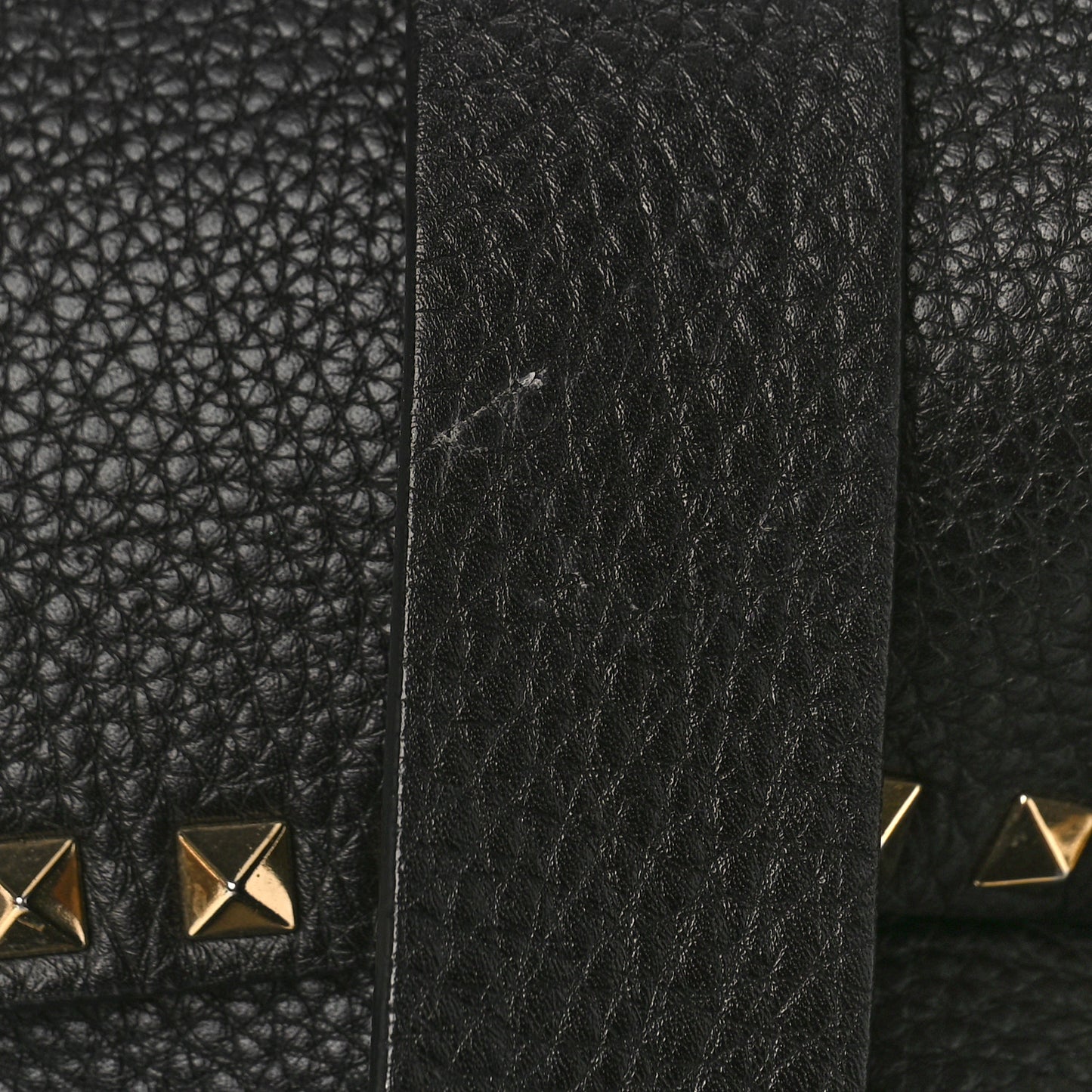 Pebbled Calfskin Rockstud Flip Lock Flap Messenger Satchel Black