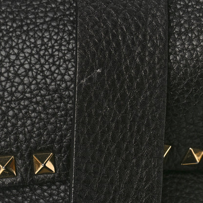 Valentino Garavani Pebbled Calfskin Rockstud Flip Lock Flap Messenger Satchel Black 9 of 9