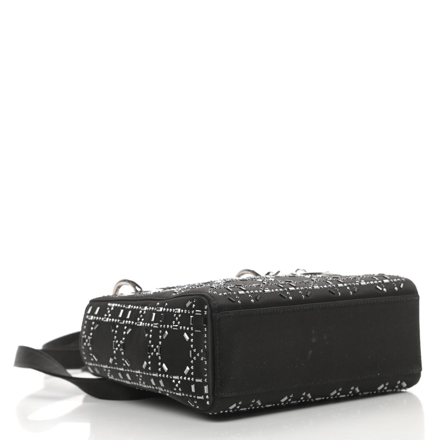 Christian Dior Satin Crystal Cannage Mini Lady Dior Black 4 of 12