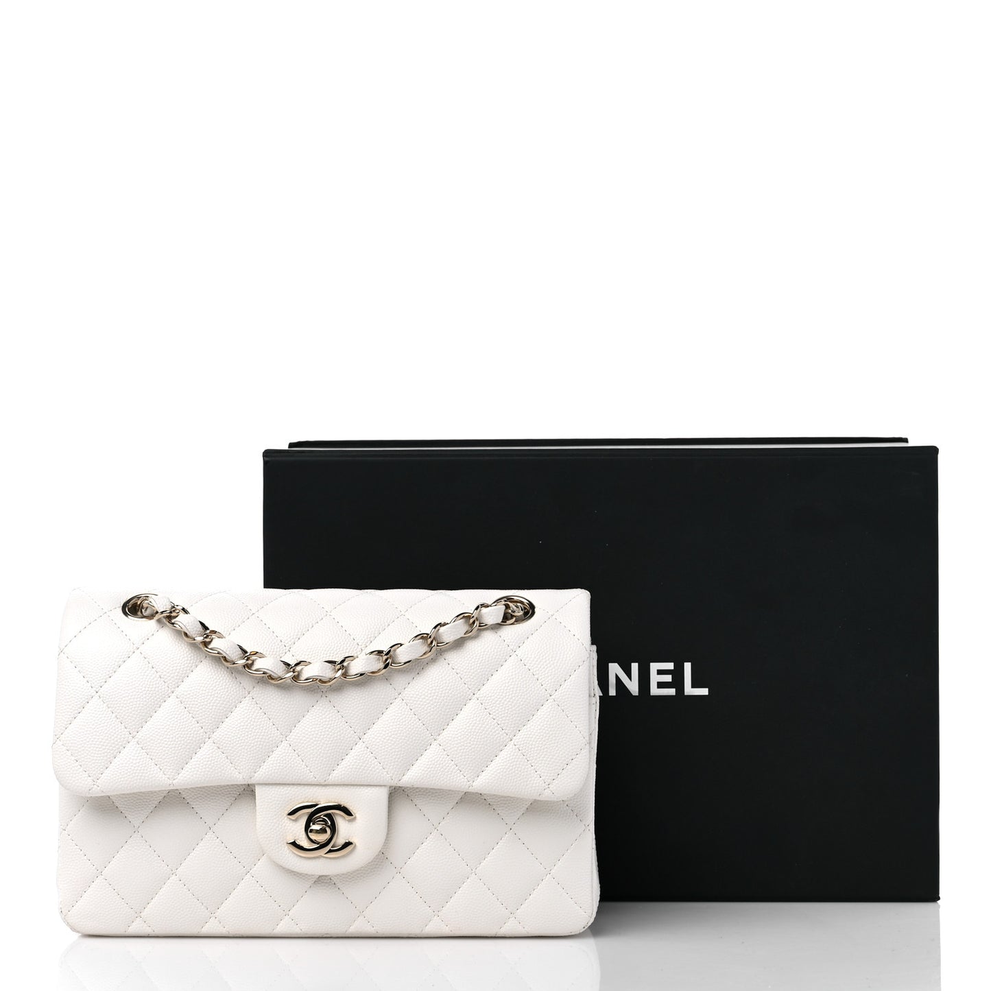 Caviar Quilted Small Double Flap White
