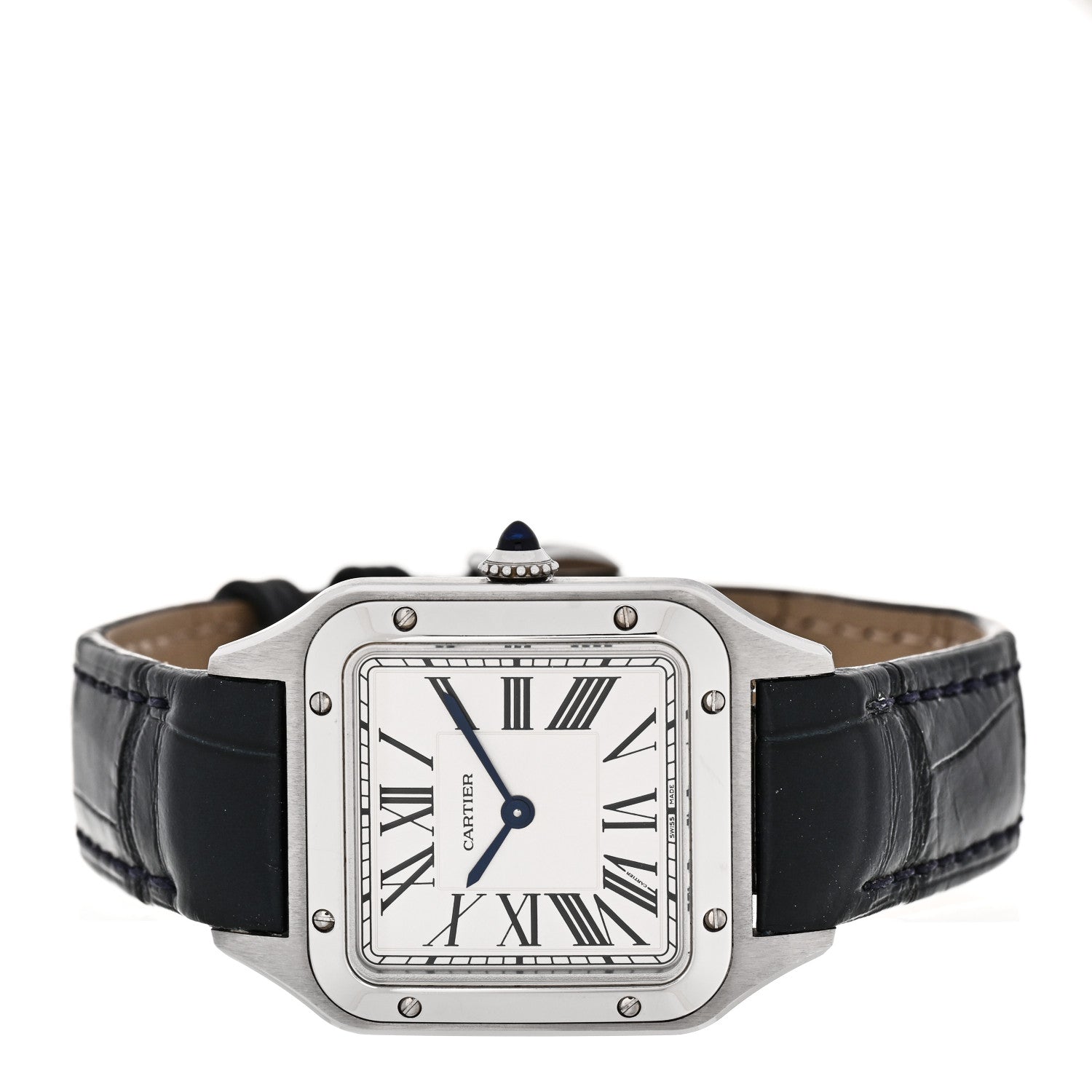 Cartier Stainless Steel Alligator 27.5mm Santos Dumont Quartz Watch 2 of 4
