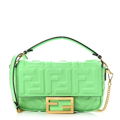 Fendi Nappa FF 1974 Embossed Mini Baguette Edamame 1 of 11