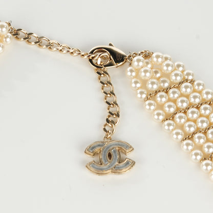 Chanel Pearl Crystal Camellia CC Multi Strand Belt 85 Gold 4 of 6