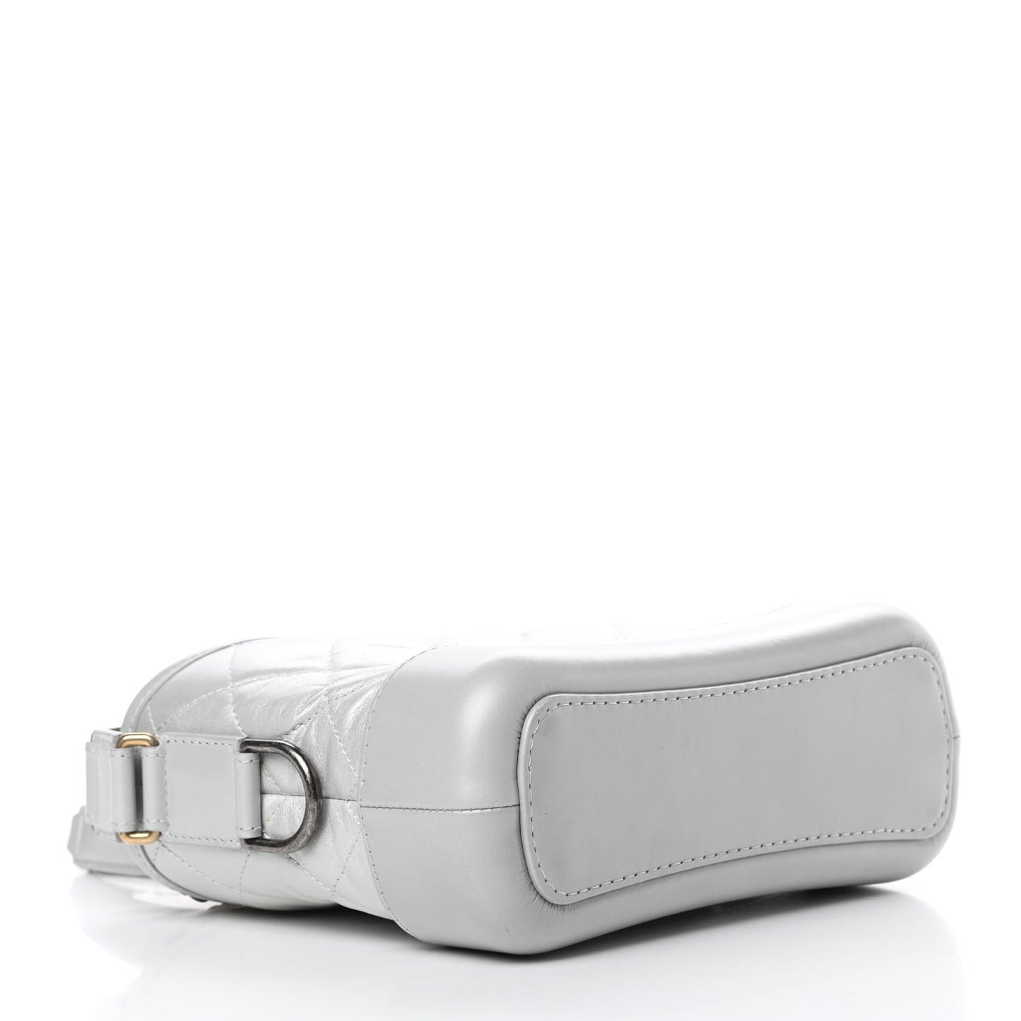 Metallic Aged Calfskin Quilted Small Gabrielle Hobo Silver
