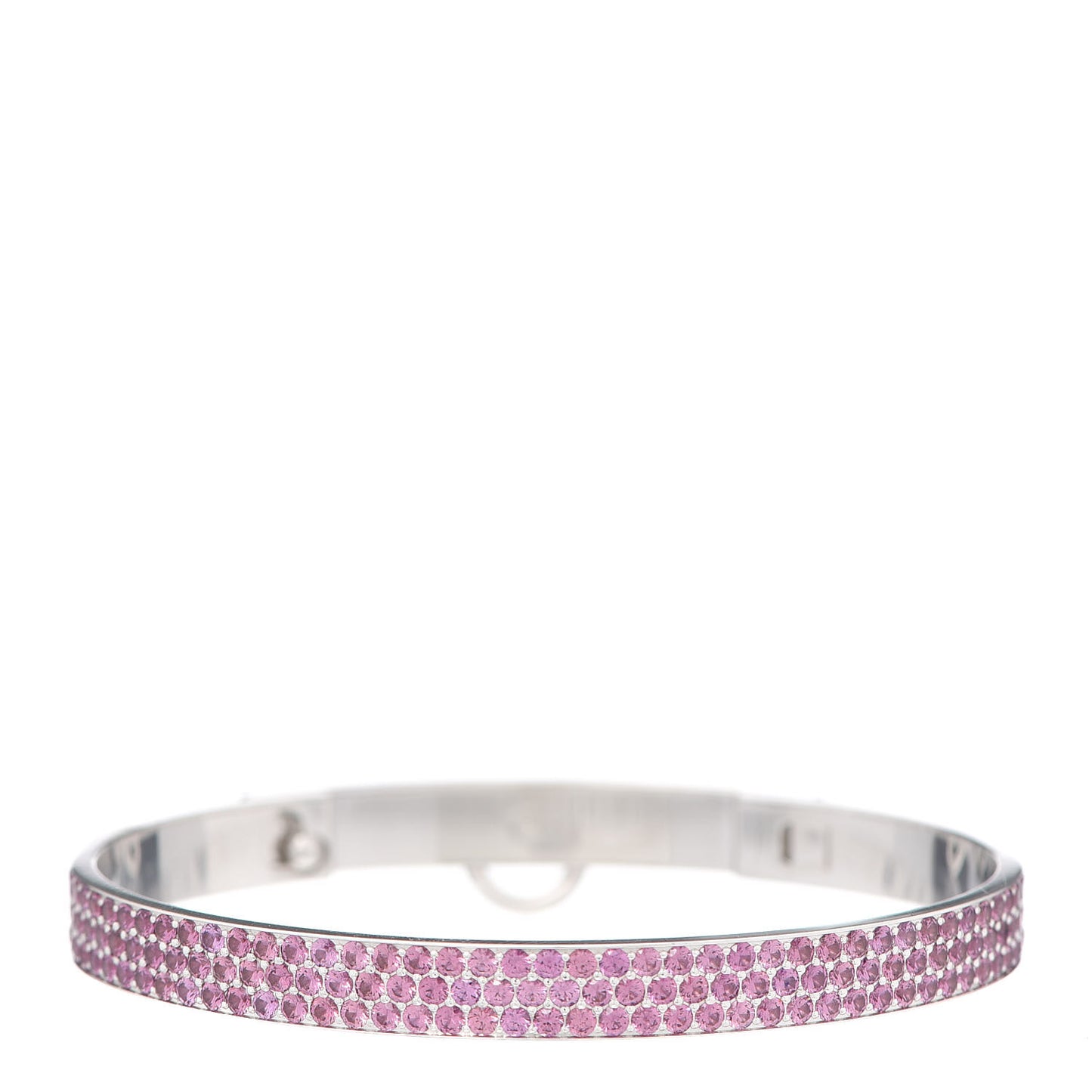 18K White Gold Pink Sapphire PM Collier De Chien Full Pave Bracelet ST
