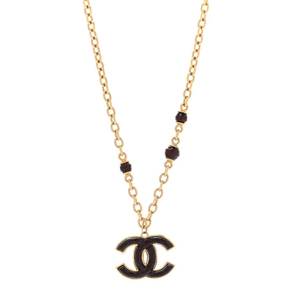 Chanel Metal Enamel CC Necklace Gold Brown 1 of 6
