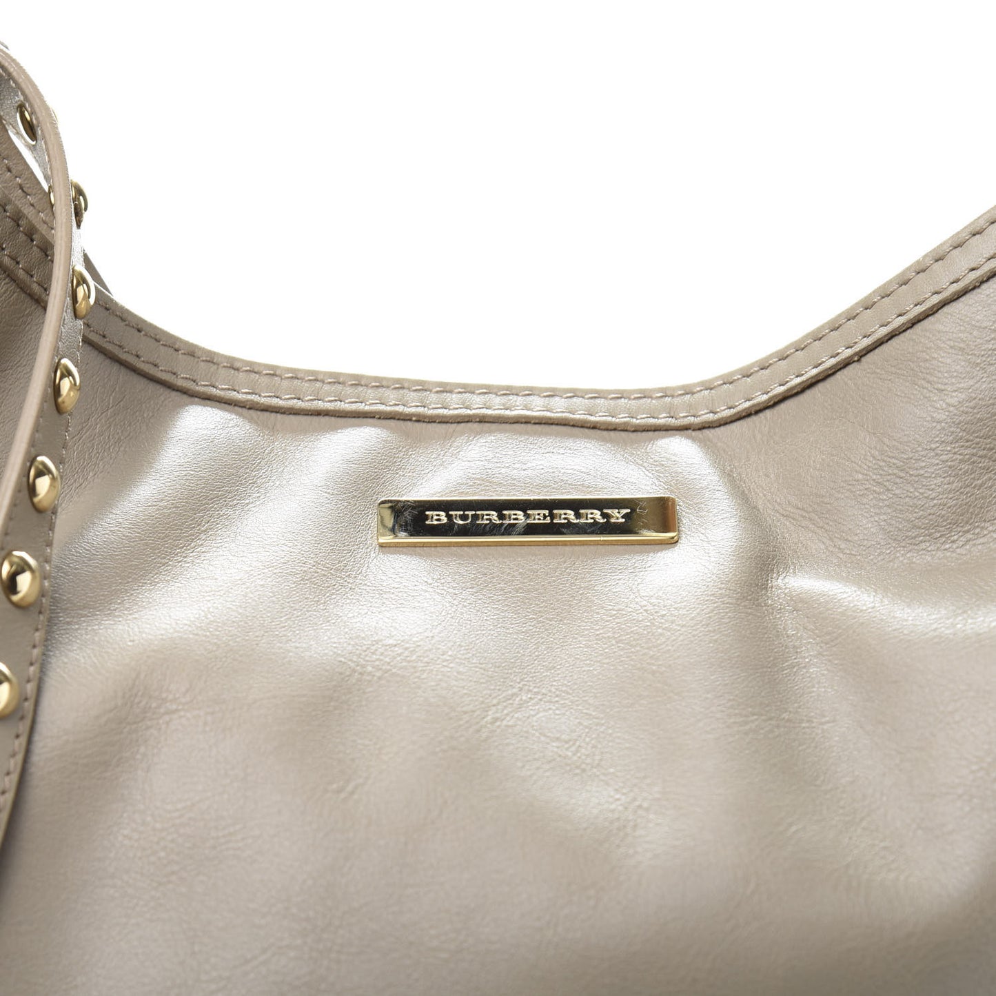 Calfskin Studded Hobo Beige