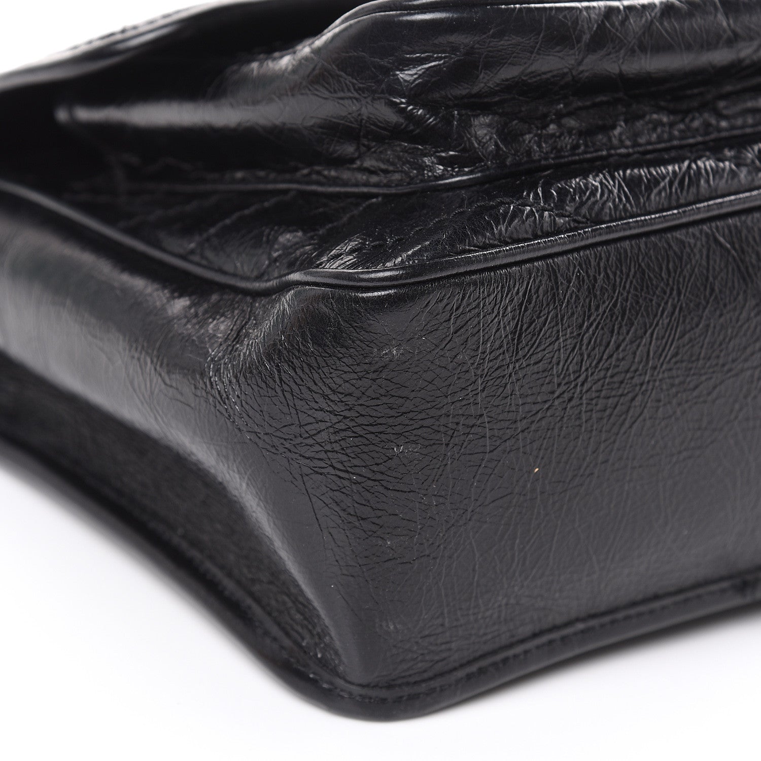 Saint Laurent Crinkled Calfskin Matelasse Monogram Medium Niki Chain Satchel Black 9 of 13