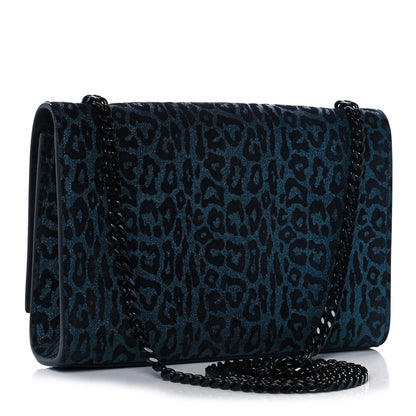 Saint Laurent Glitter Leopard Small Monogram Kate Satchel Blue 3 of 9