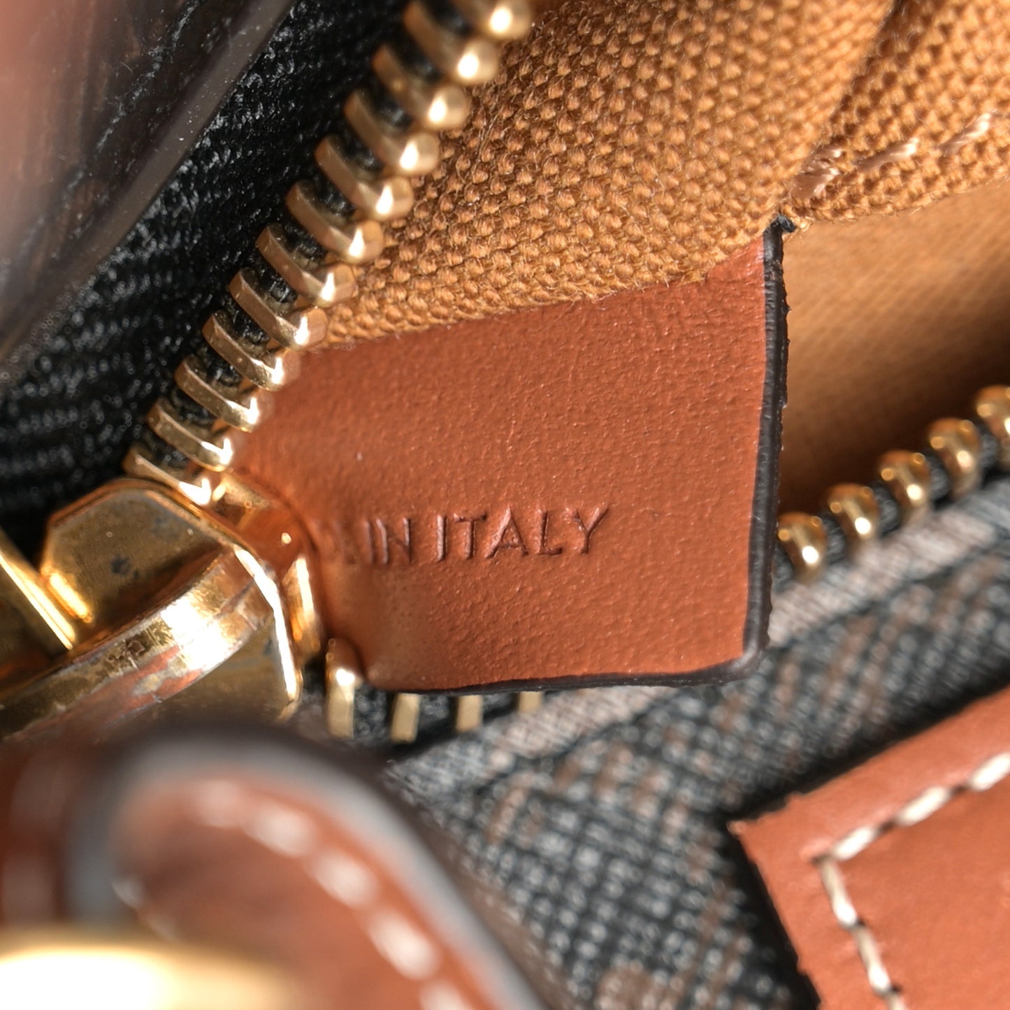 Triomphe Canvas Calfskin Small Vertical Cabas Tan