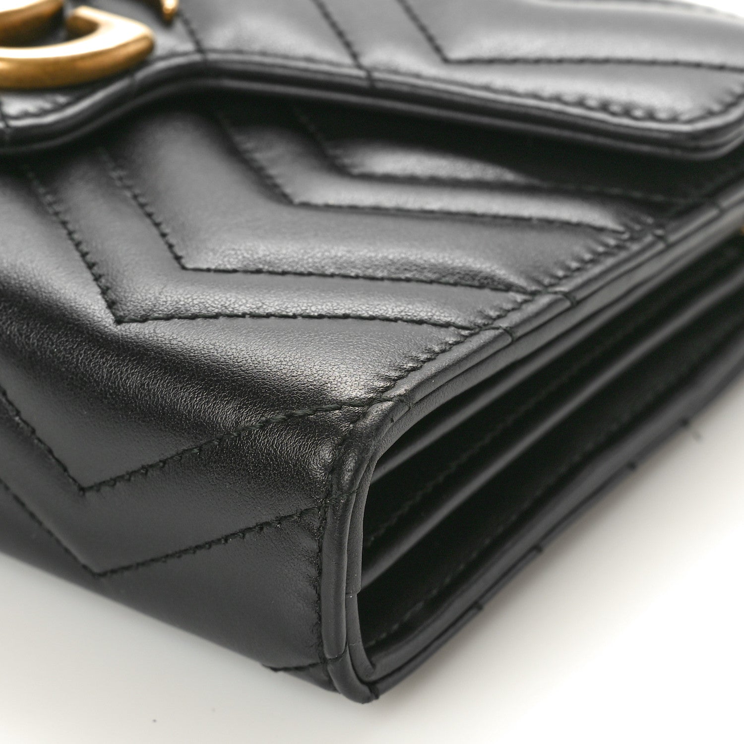 Gucci Calfskin Matelasse GG Marmont Chain Wallet Black 9 of 9