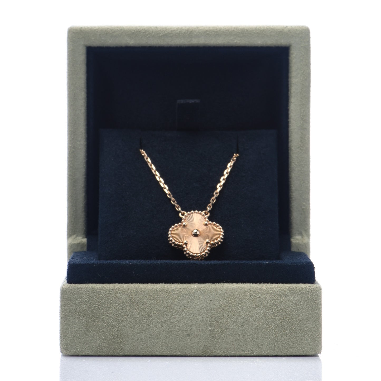 18K Yellow Gold Guilloche Vintage Alhambra Pendant Necklace