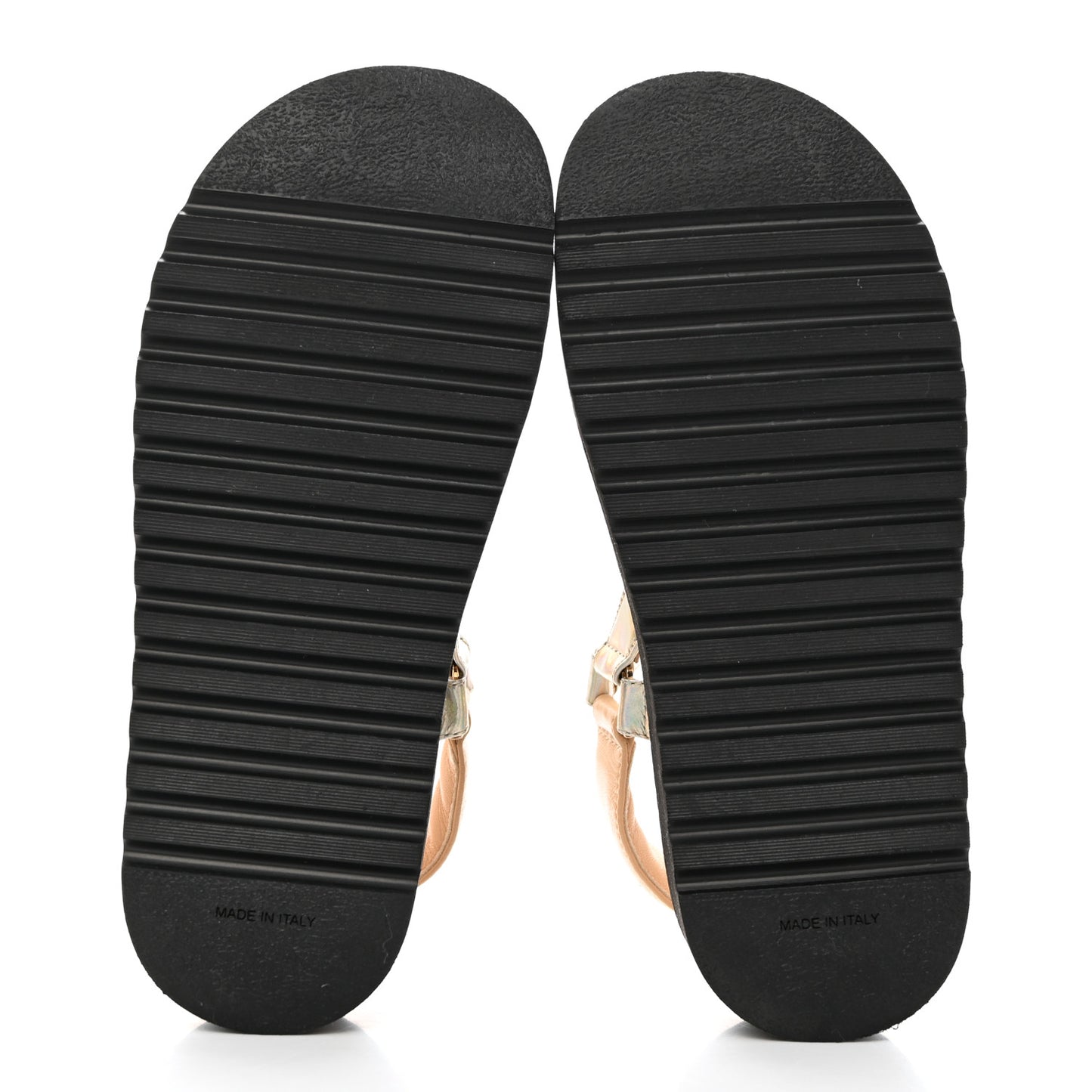 Lambskin Logo Platform Sandals 36 Beige Gold White