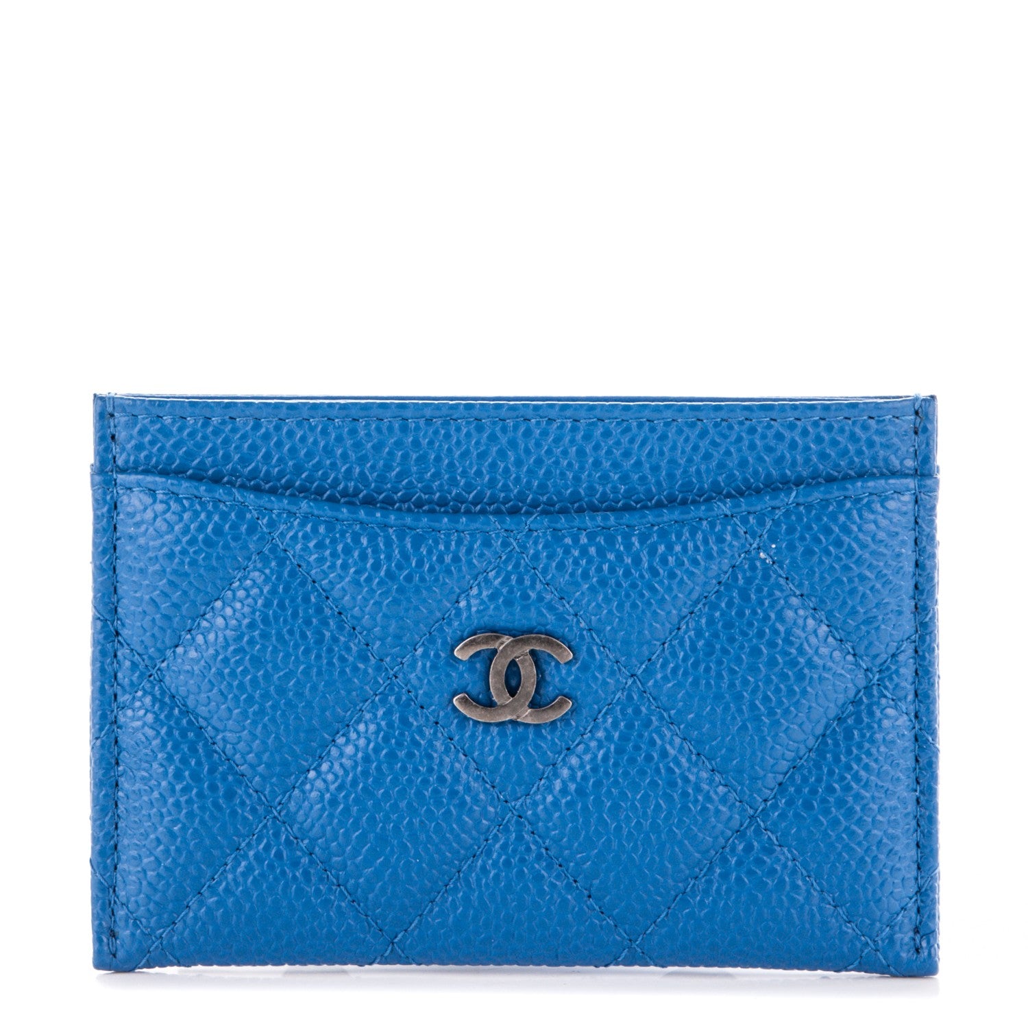 Chanel Caviar Quilted Card Holder Blue 1 of 8
