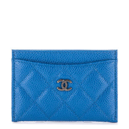 Chanel Caviar Quilted Card Holder Blue 1 of 8
