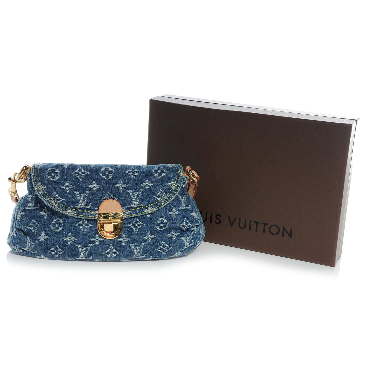 Monogram Denim Mini Pleaty Blue