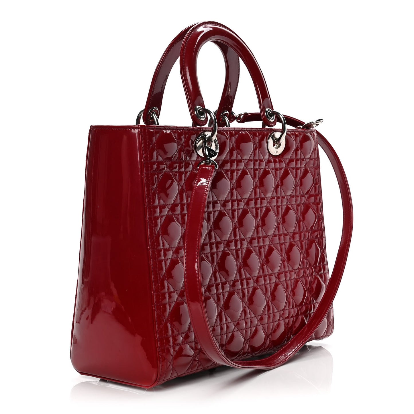Patent Cannage Large Lady Dior Red