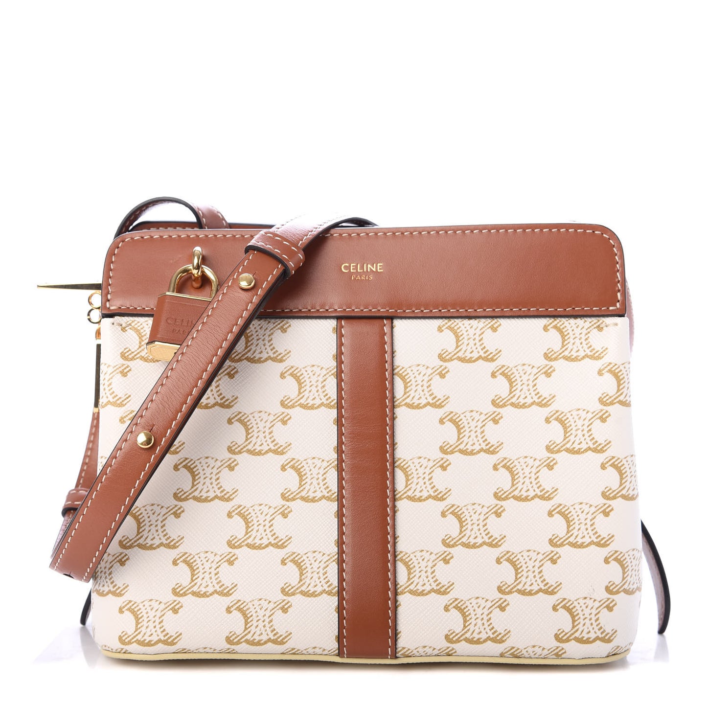 Calfskin Canvas Triomphe Teen Cabas De France White