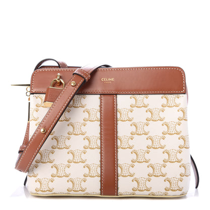 Celine Calfskin Canvas Triomphe Teen Cabas De France White 1 of 10