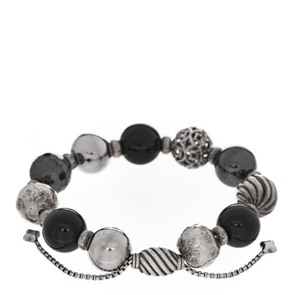 David Yurman Sterling Silver Black Onyx Hematite 14mm Elements Bead Bracelet 2 of 3