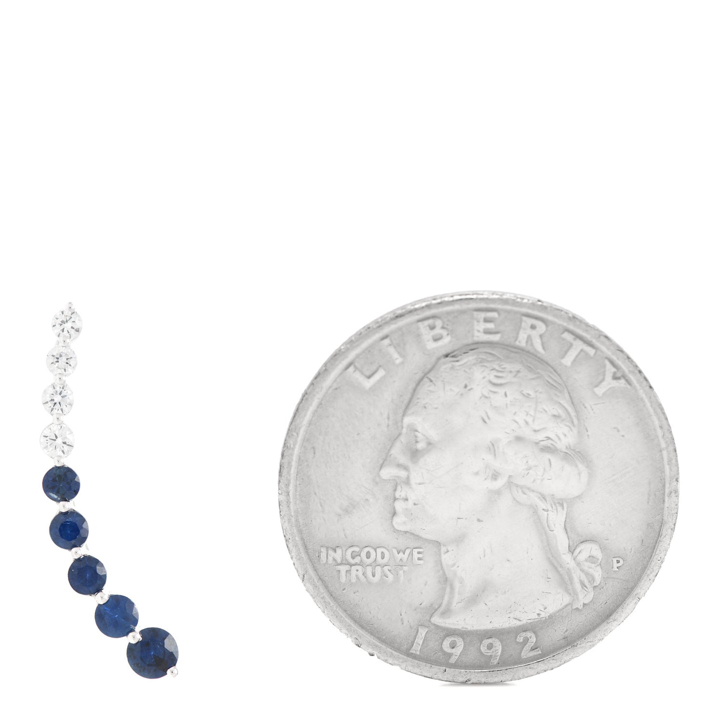 18K White Gold Diamond Blue Sapphire Floating Earring