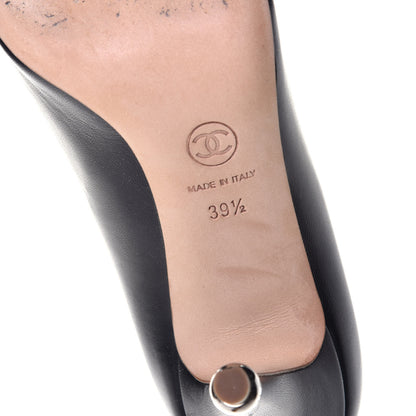 Chanel Lambskin Patent Cap Toe CC Pumps 39.5 Black 6 of 8