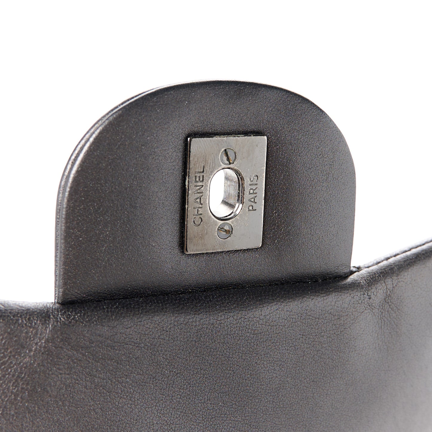 Metallic Lambskin Quilted Jumbo Single Flap Dark Grey