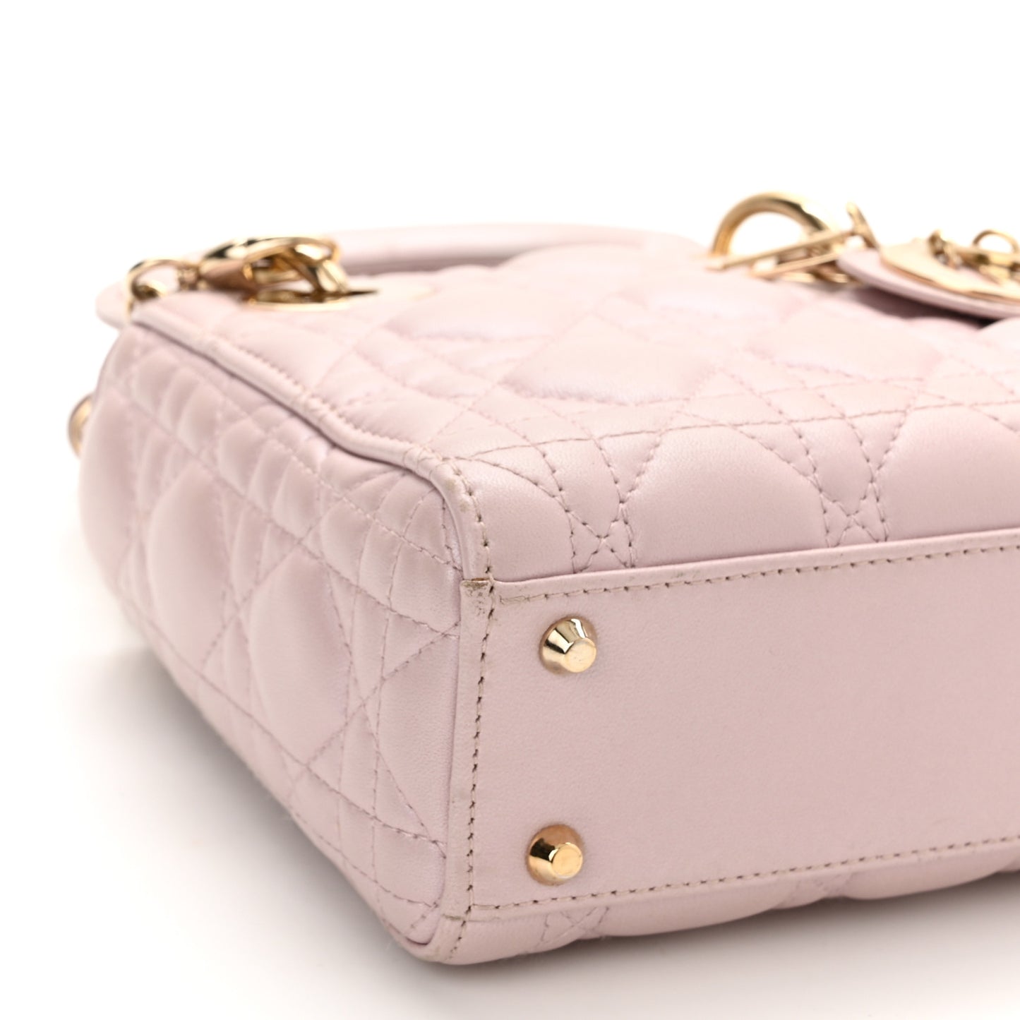 Metallic Lambskin Cannage Mini Lady Dior Lotus