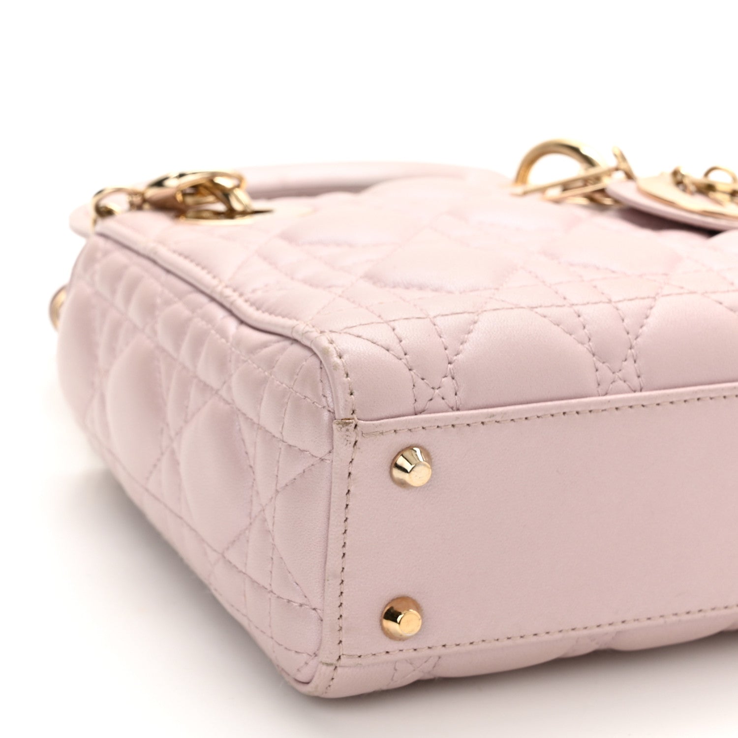 Christian Dior Metallic Lambskin Cannage Mini Lady Dior Lotus 9 of 10