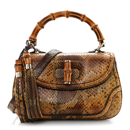 Gucci Snakeskin Medium New Bamboo Top Handle Bag Natural 1 of 15