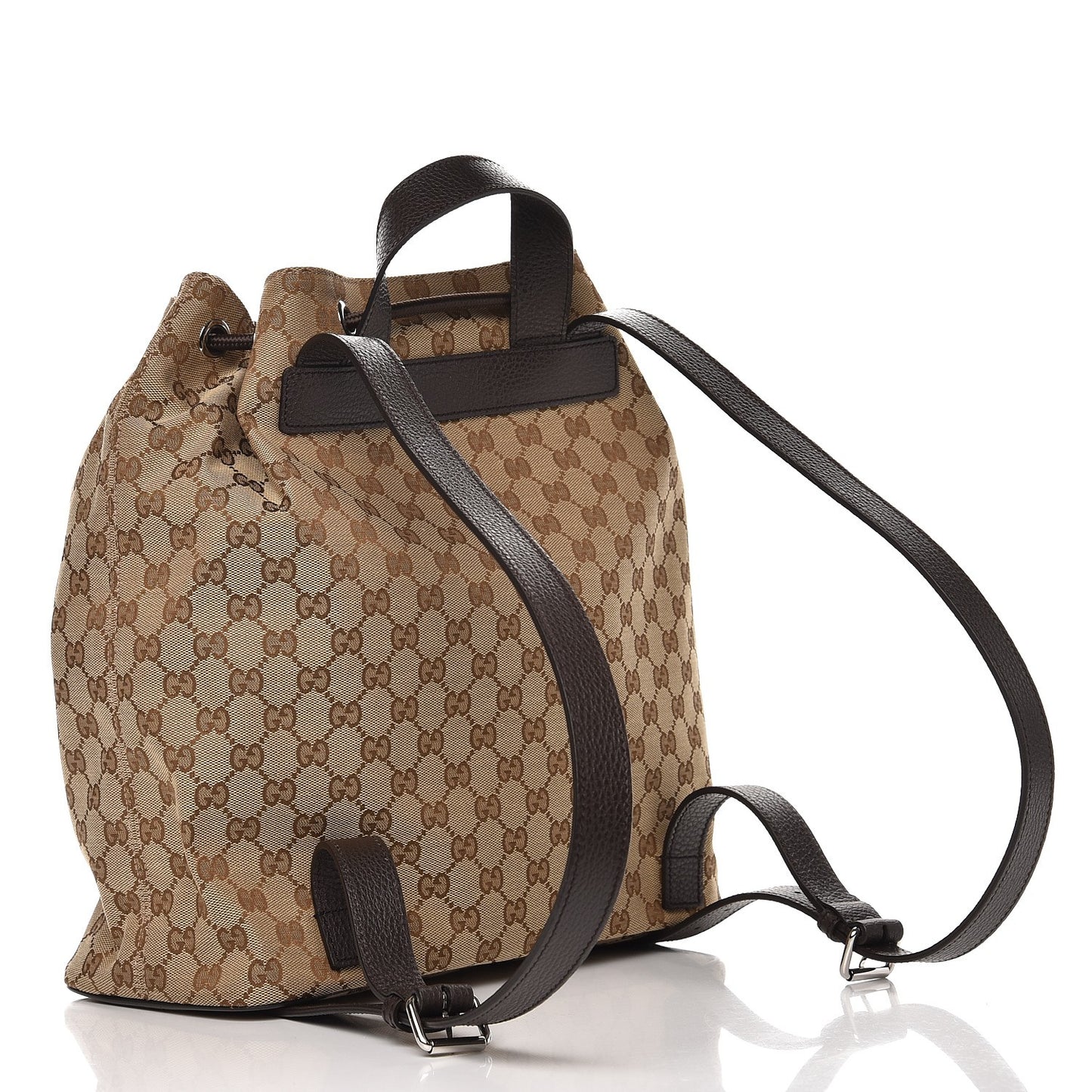 Monogram Dollar Calfskin O Drawstring Backpack Beige Ebony Testa di Moro Dark Chocolate