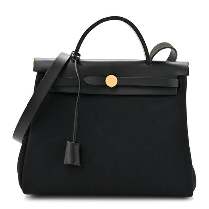 Hermes Military Toile Vache Hunter Herbag Zip PM 31 Black 1 of 10