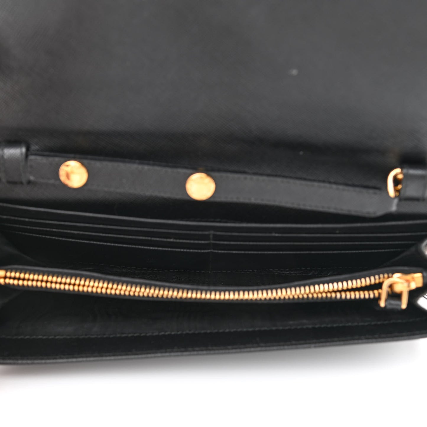 Saffiano Metal Oro Chain Wallet Black